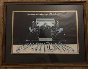 Vintage Snap-On Tools Mercedes Benz Framed Matted Garage Wall Art Mechanic Decor